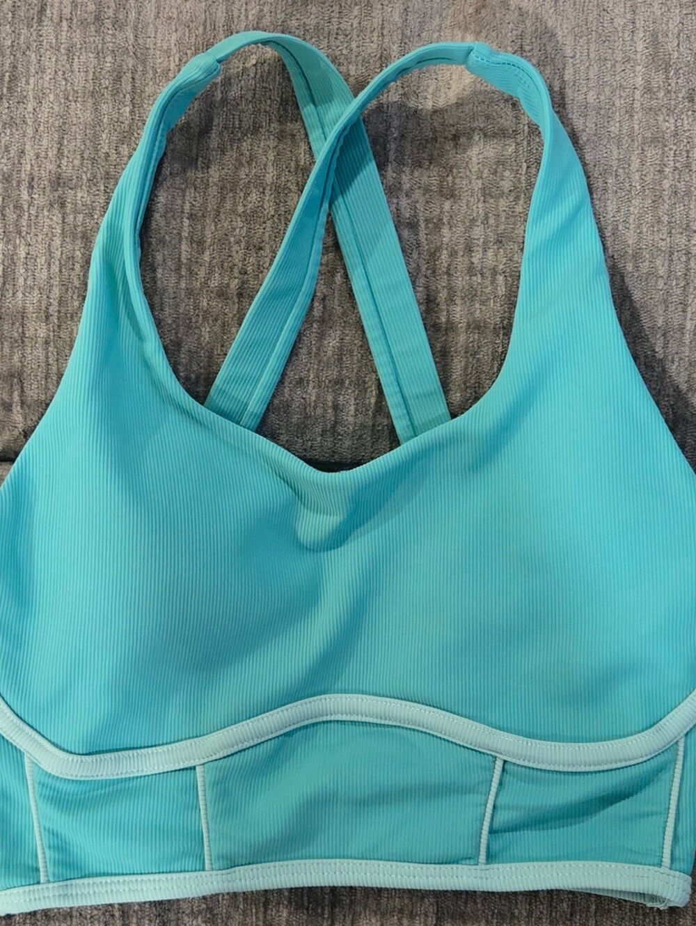 WILO Active Melbourne Australia Ribbed Cross Back Sports Bra Aqua XS